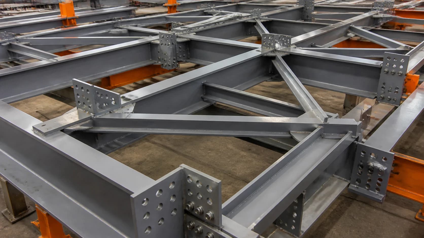 Steel frame beams, columns, trusses and bracing details