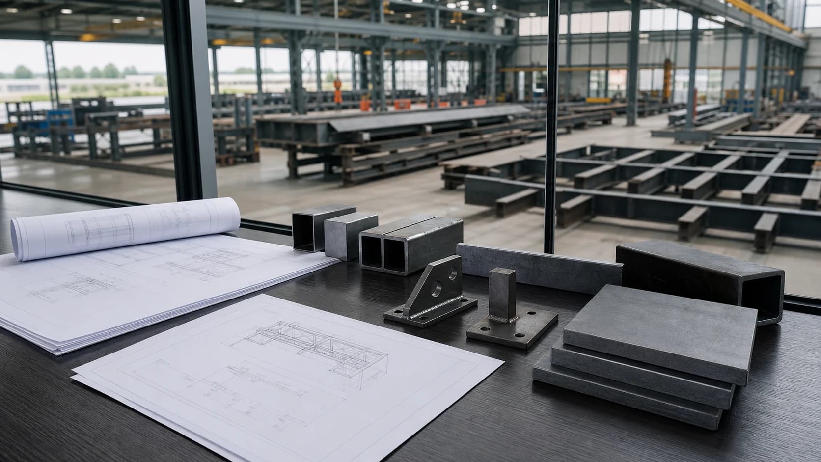 Welded steel assembly during industrial fabrication