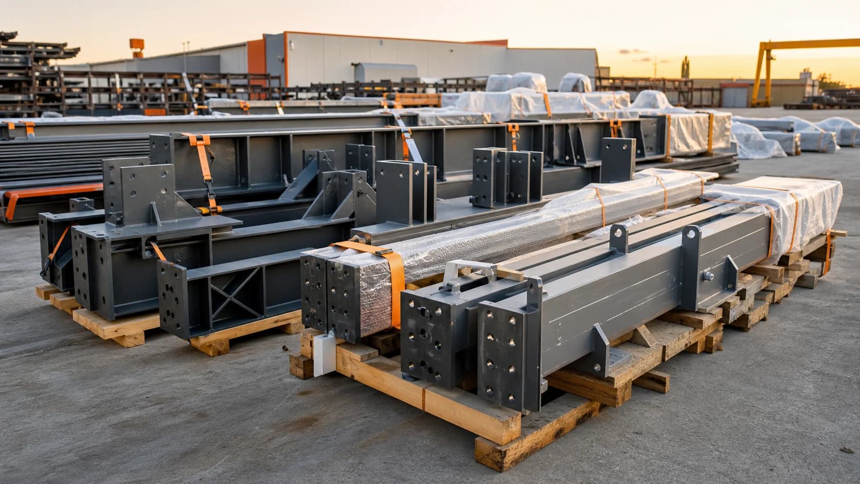 Finished steel products prepared in a yard for European delivery logistics