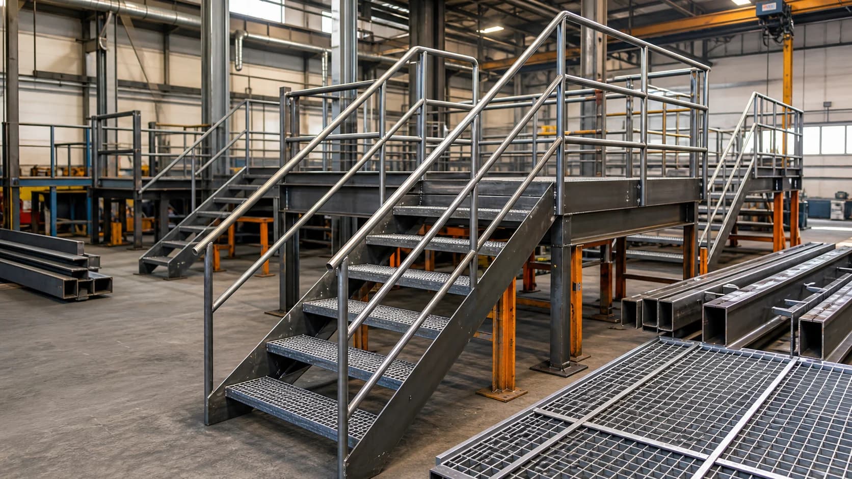 Industrial platform, stairs and walkway access steelwork