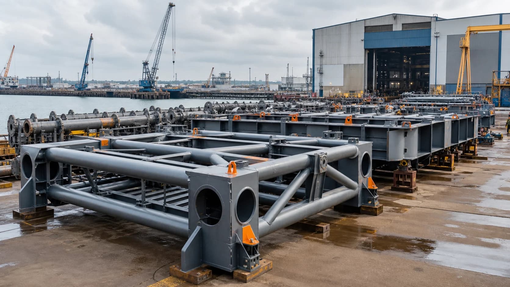 Offshore steel construction prepared for marine logistics