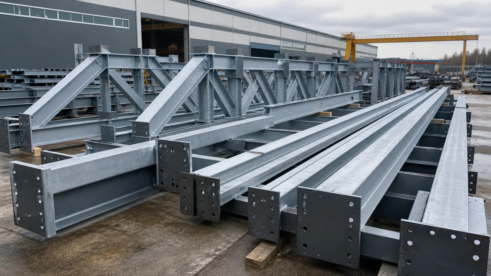Prefabricated steel hall framework components