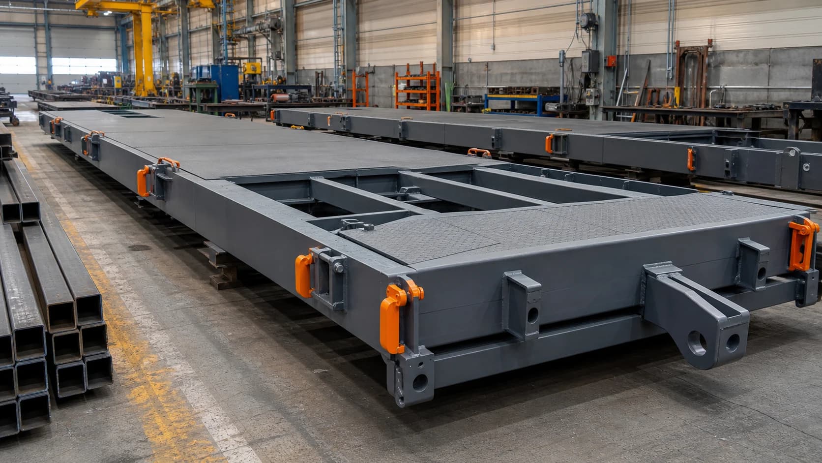 Roll-off flatbed and container frame steel assembly