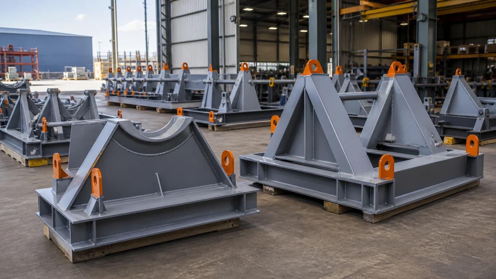 Sea-fastening frame and transport support steelwork