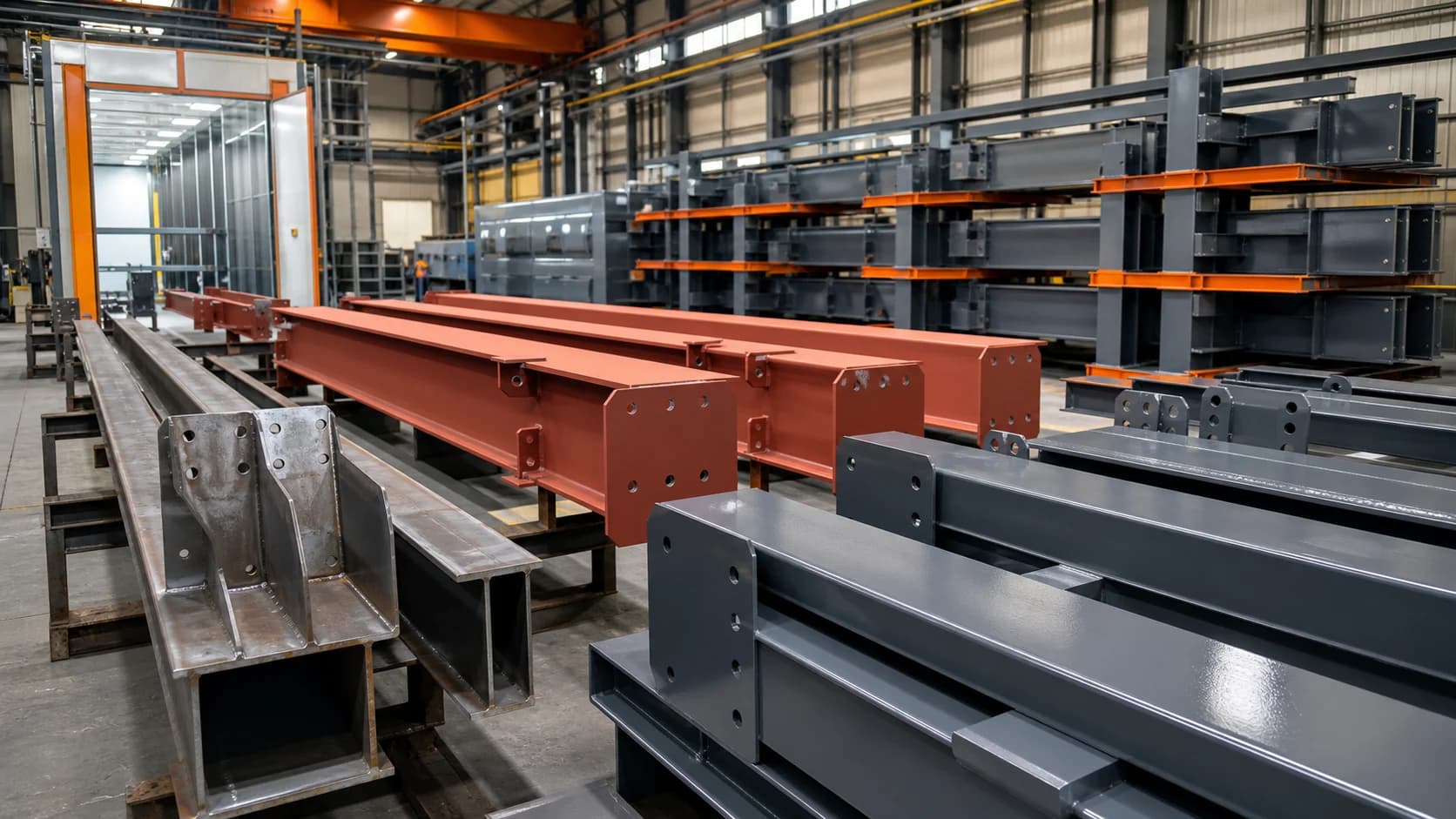 Fabricated steelwork with surface protection finish