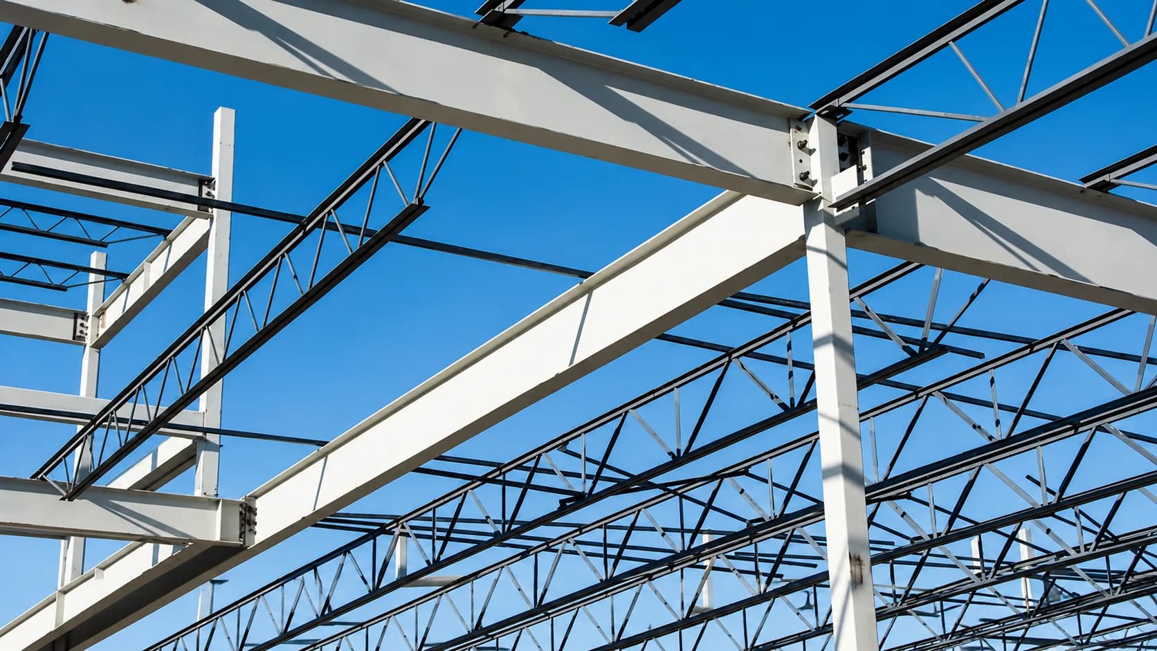 Steel hall framework prepared during fabrication
