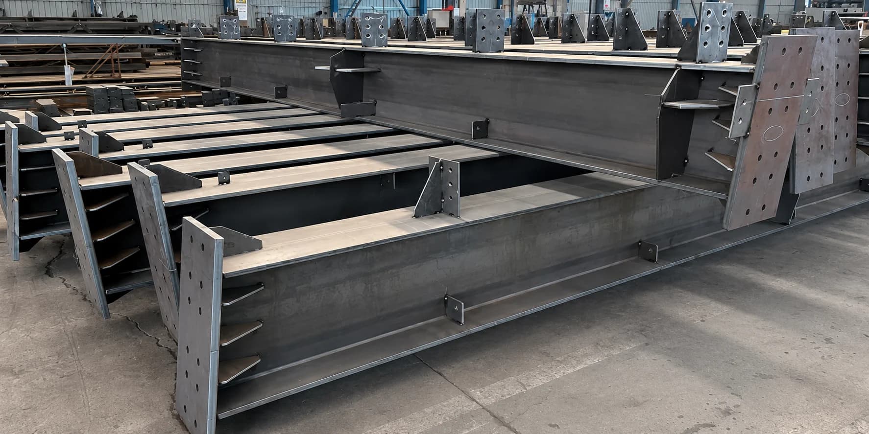 Welded steel structure assembly prepared to customer drawings
